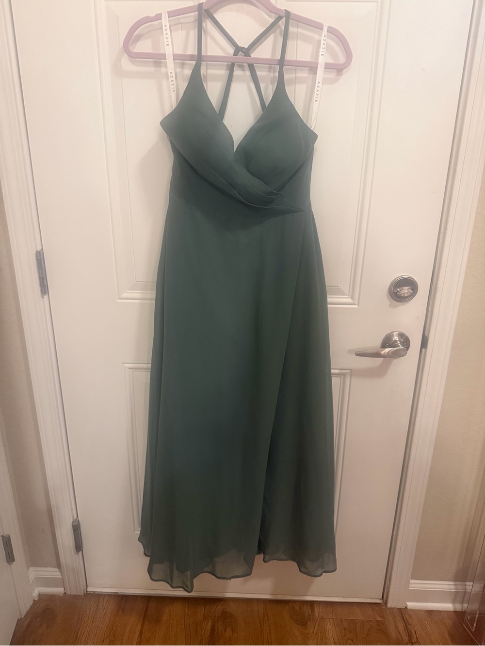 Azazie Sage Green Chiffon Gown
